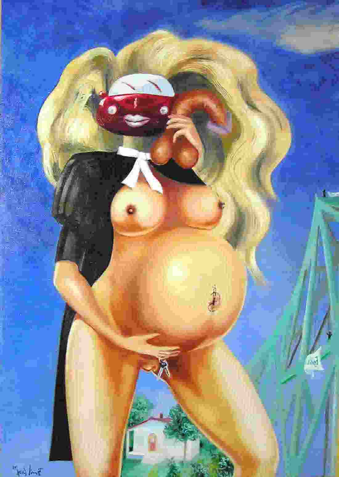 enceinte, huile de Benoit Leroux